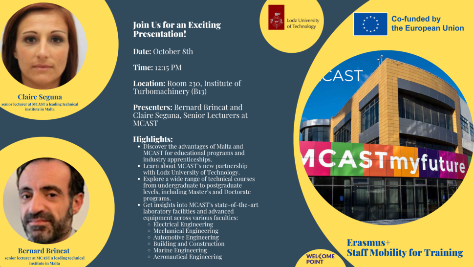 Bernard Brincat and Claire Seguna Seminarium "An introduction to the island of Malta and the MCAST Institute of Technology"